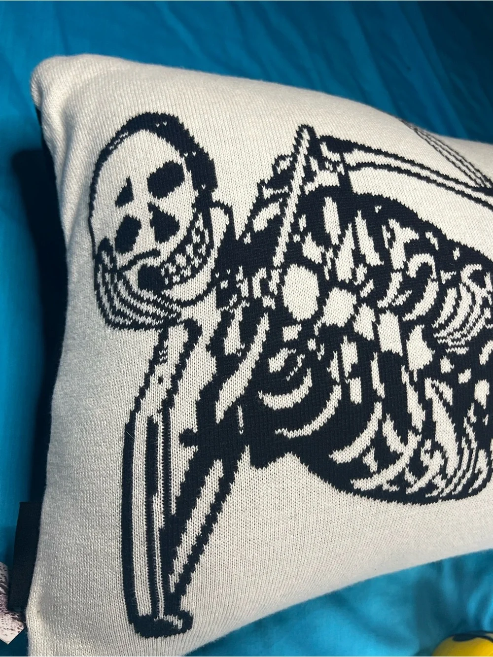 Rachel Zoe Reversible Skeleton Knit Accent Pillow Black White 24x12
